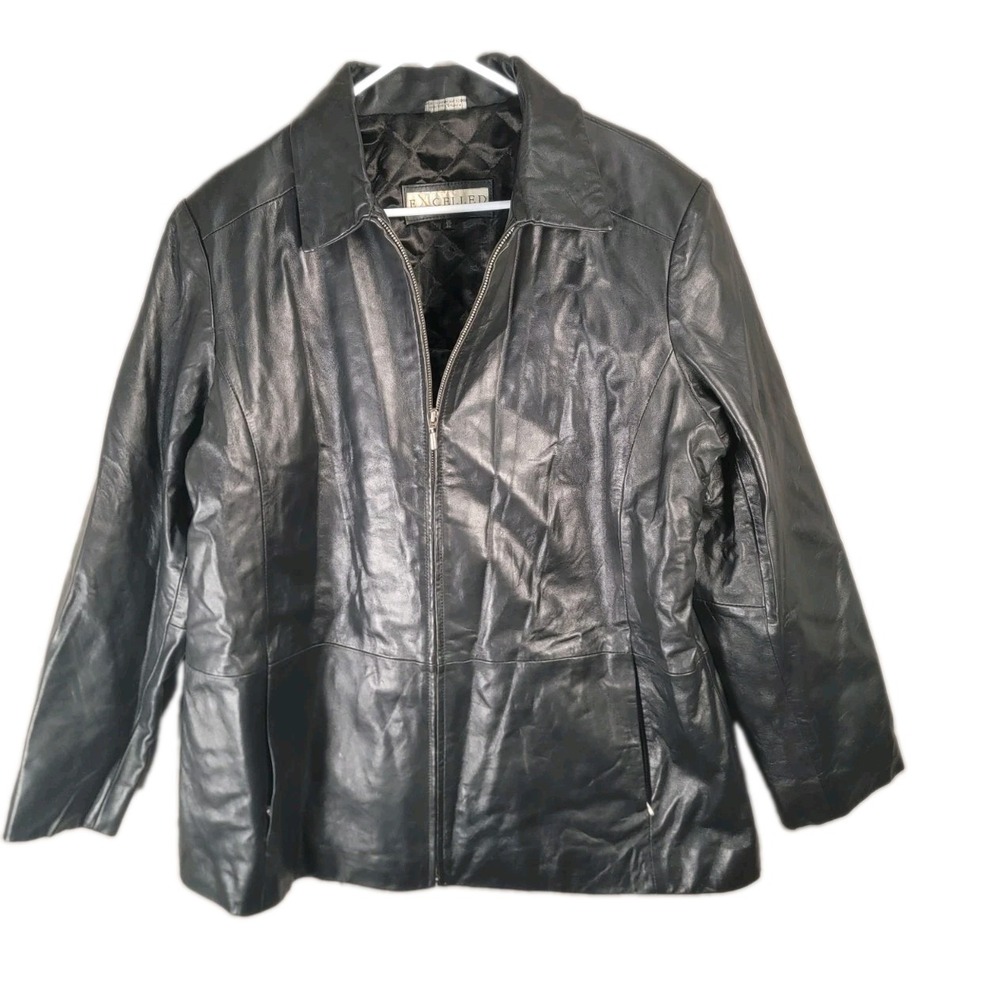 Excelled Leather Jacket Mens 2XL Big Black Genuine Leather Quilted Coat Full Zip